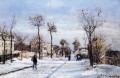 Straße im Schnee louveciennes Camille Pissarro Szenerie